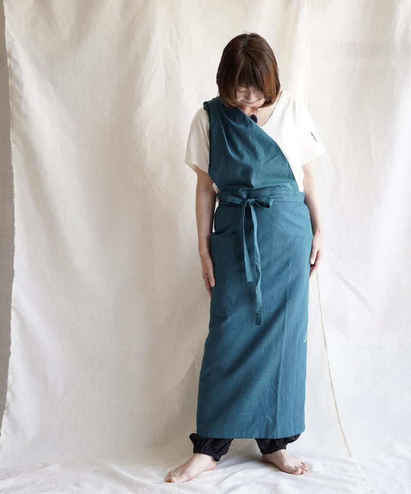 cotton linen KIMONO salon TURQUOISE GREEN | Lit