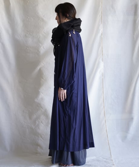 kaya linen shell fringe stole  BLACK