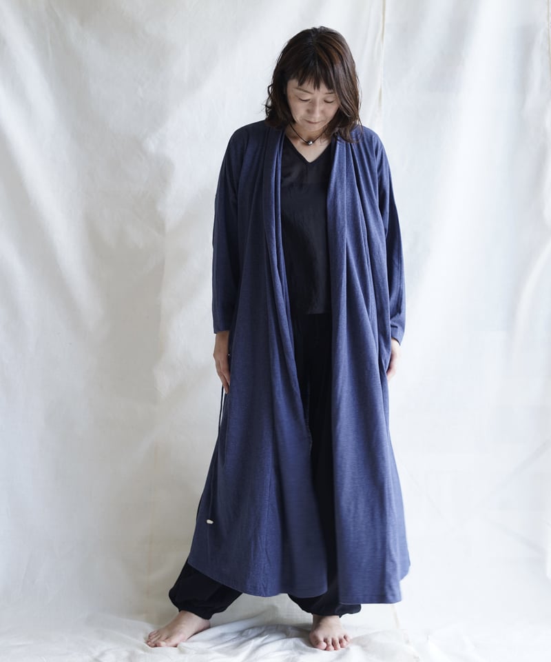 cotton spiral moon KIMONO coat NAVY | Little E