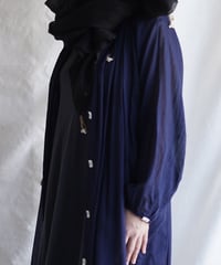 kaya linen shell fringe stole  BLACK