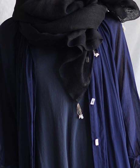 kaya linen shell fringe stole  BLACK