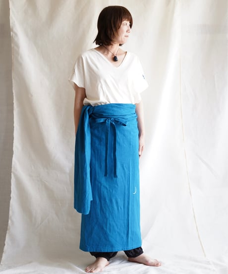 cotton linen KIMONO salon BLUE GRAY