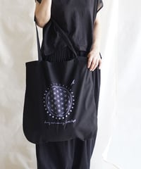 moon circle flower of life Big tote  BLACK