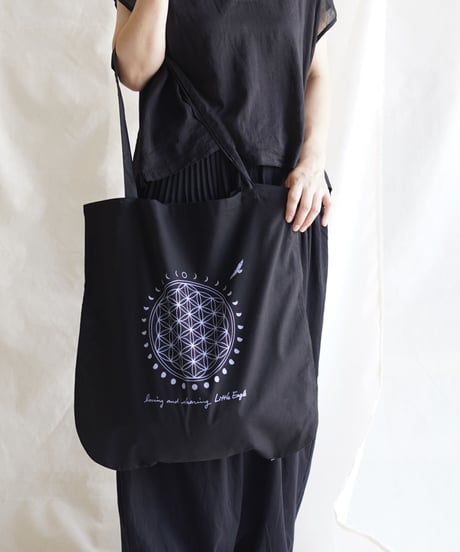moon circle flower of life Big tote  BLACK