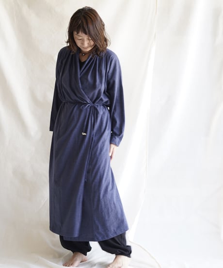 cotton spiral moon KIMONO coat  NAVY