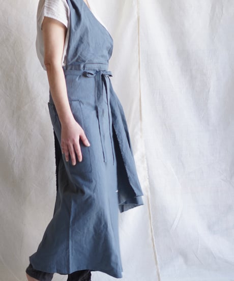 cotton linen KIMONO salon BLUE GRAY