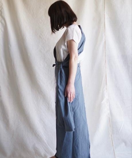 cotton linen KIMONO salon BLUE GRAY