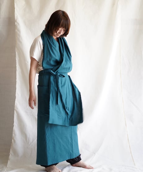 cotton linen KIMONO salon BLUE GRAY