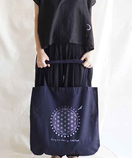 moon circle flower of life Big tote  MIDNIGHT