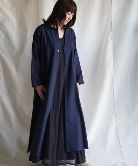 wing neck coat  MIDNIGHT