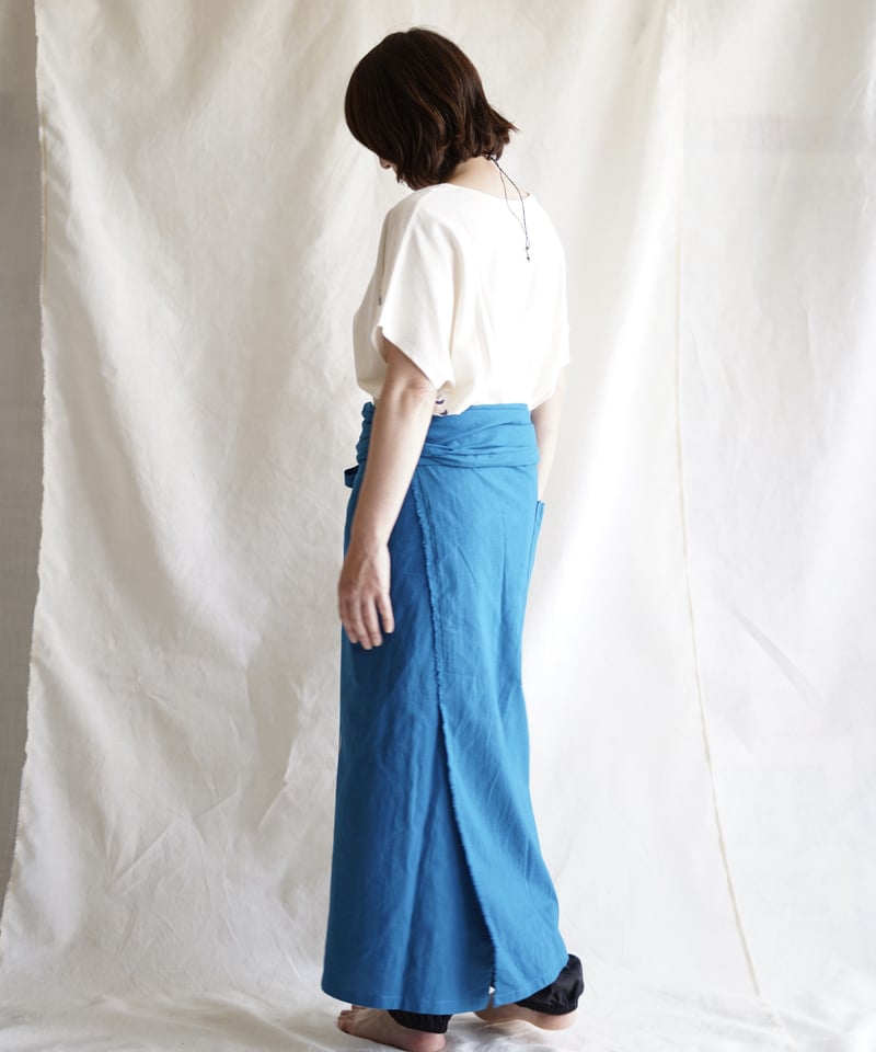レア品　Little Eagle オリジナルのサロンエプロンターコイズグリーン cotton linen KIMONO salon TURQUOISE GREEN | Lit