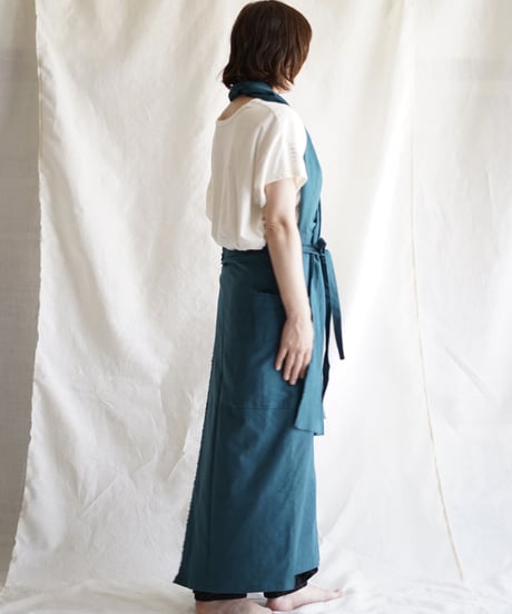 cotton linen KIMONO salon D/NAVY