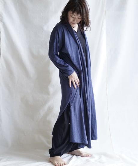 cotton spiral moon KIMONO coat  NAVY