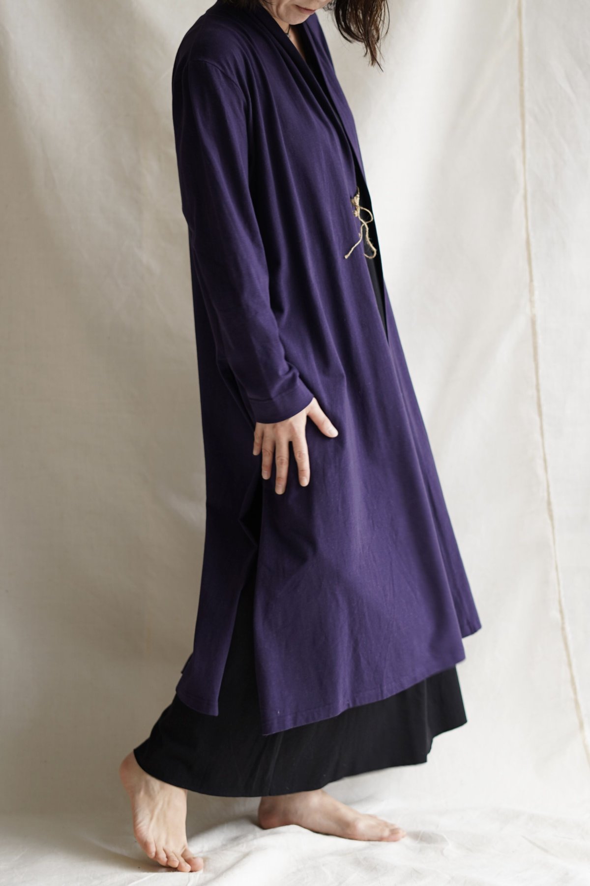 Len moon circle long slit coat SHIKON | Little