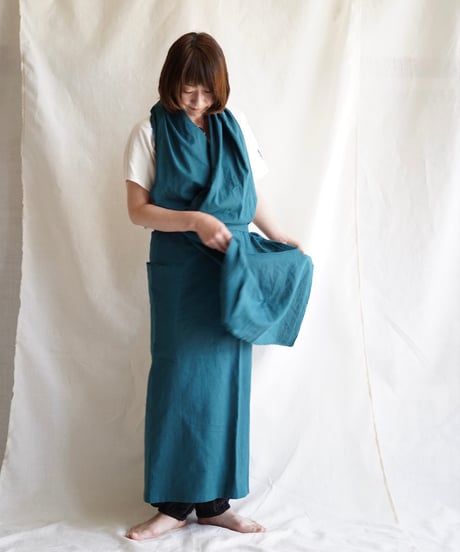 cotton linen KIMONO salon BLUE GRAY