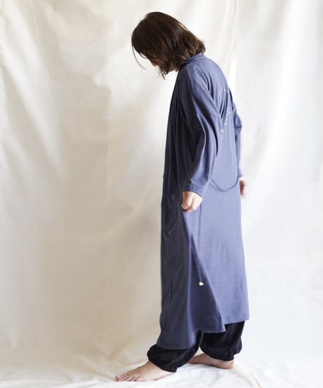 cotton spiral moon KIMONO coat  NAVY