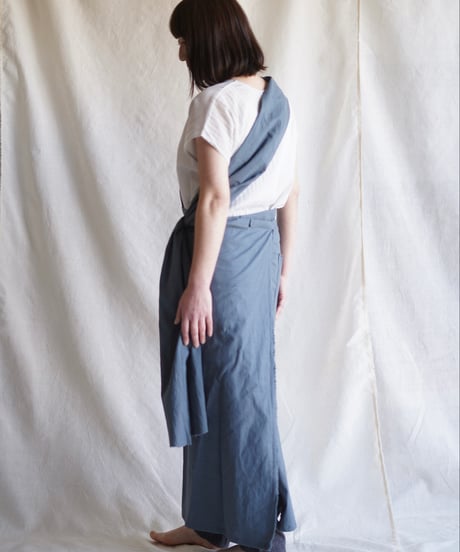 cotton linen KIMONO salon BLUE GRAY