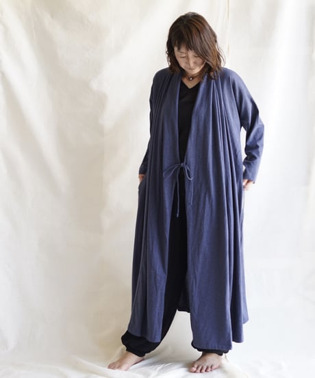 cotton spiral moon KIMONO coat  NAVY