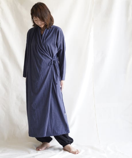 cotton spiral moon KIMONO coat  NAVY