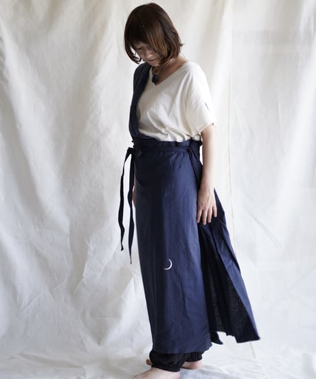 cotton linen KIMONO salon D/NAVY