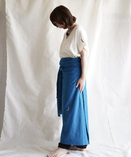 cotton linen KIMONO salon D/NAVY
