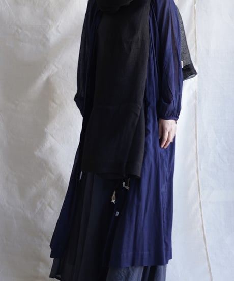 kaya linen shell fringe stole  BLACK