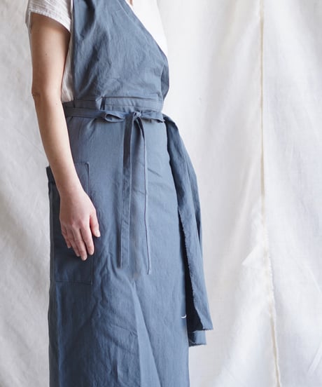 cotton linen KIMONO salon BLUE GRAY