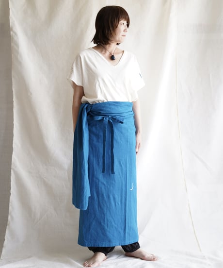 cotton linen KIMONO salon D/NAVY