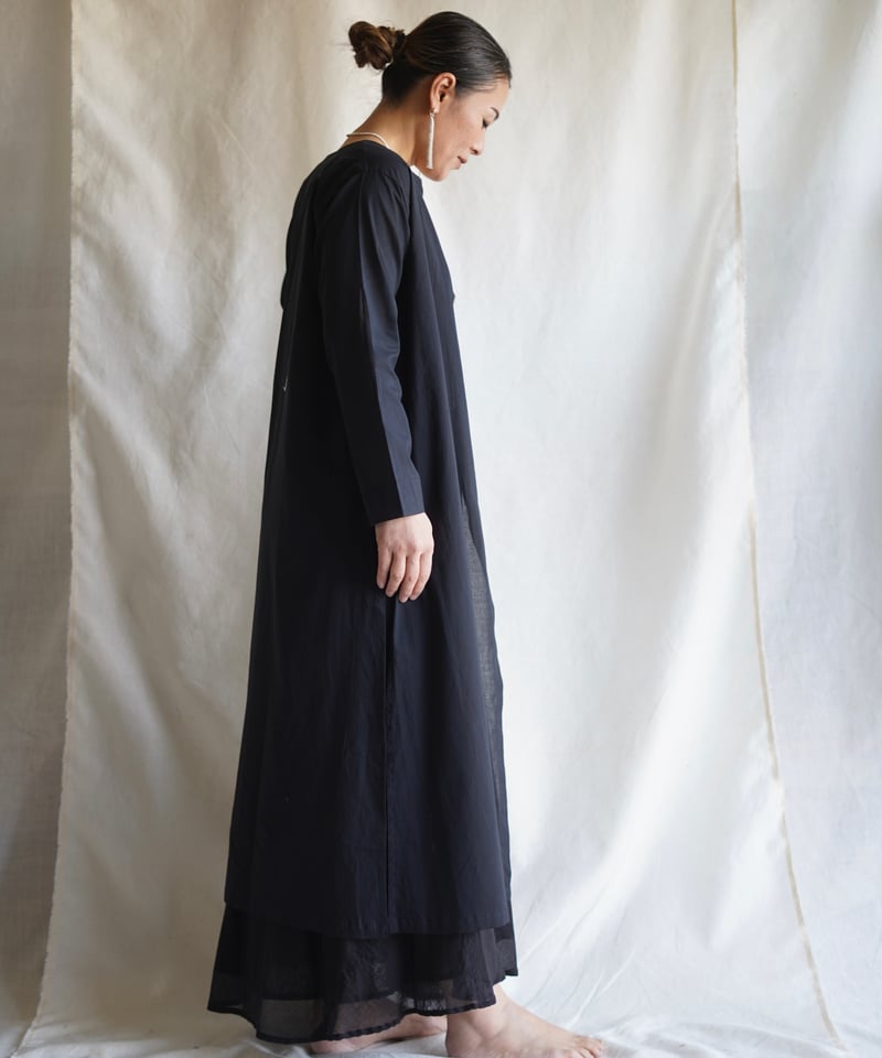 little eagle リトルイーグル　コート ガウン 羽織り　コットン wing neck coat SHIKKOKU | Little Eagle