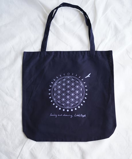 moon circle flower of life Big tote  MIDNIGHT