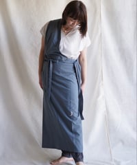 cotton linen KIMONO salon BLUE GRAY