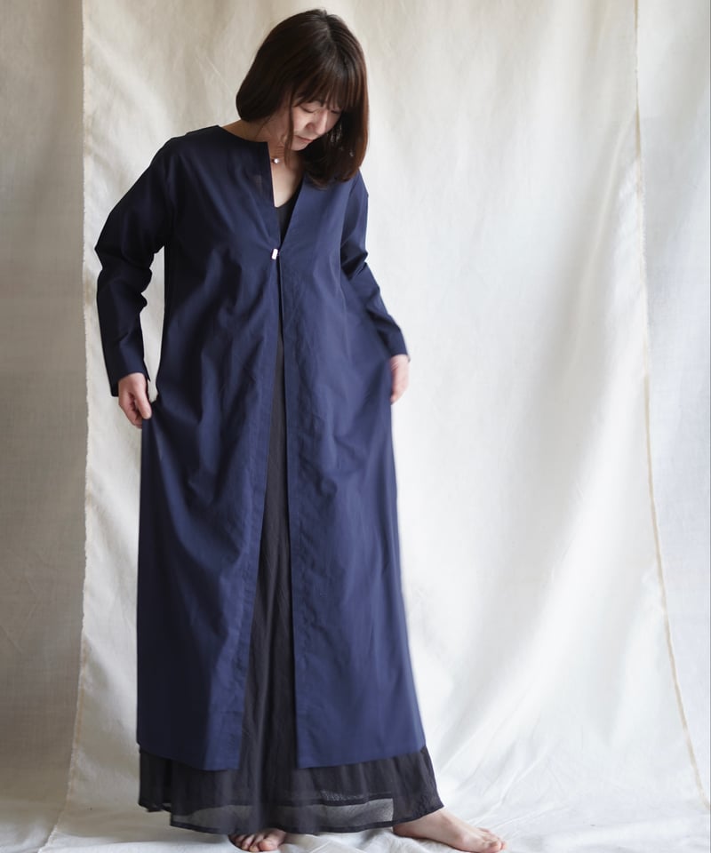 little eagle ロング丈羽織 wing neck coat MIDNIGHT | Little Eagle