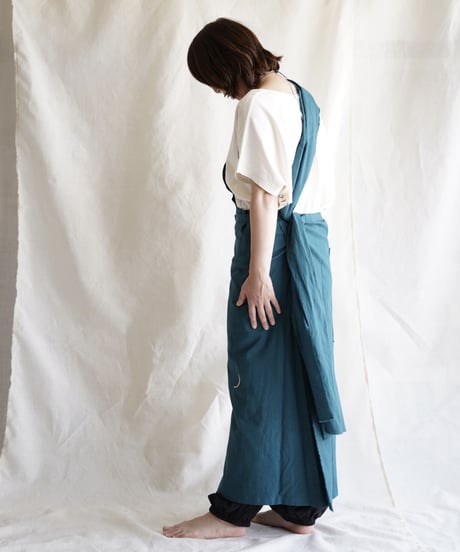 cotton linen KIMONO salon TURQUOISE GREEN