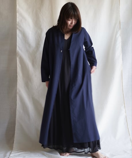 wing neck coat  MIDNIGHT