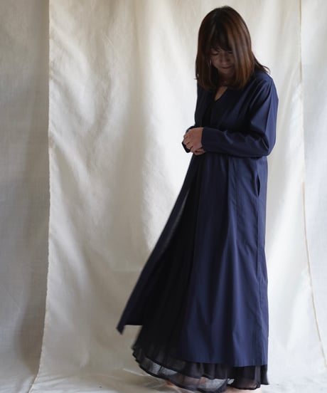 wing neck coat  MIDNIGHT