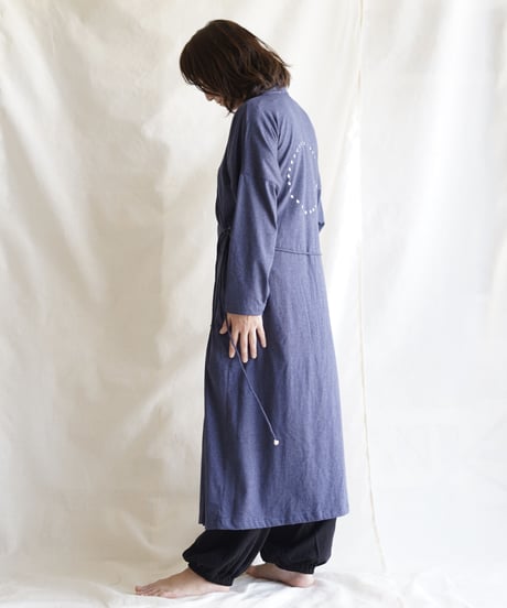 cotton spiral moon KIMONO coat  NAVY