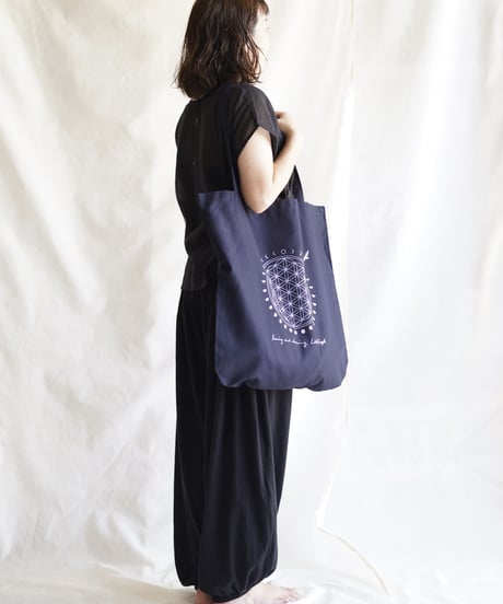 moon circle flower of life Big tote  MIDNIGHT