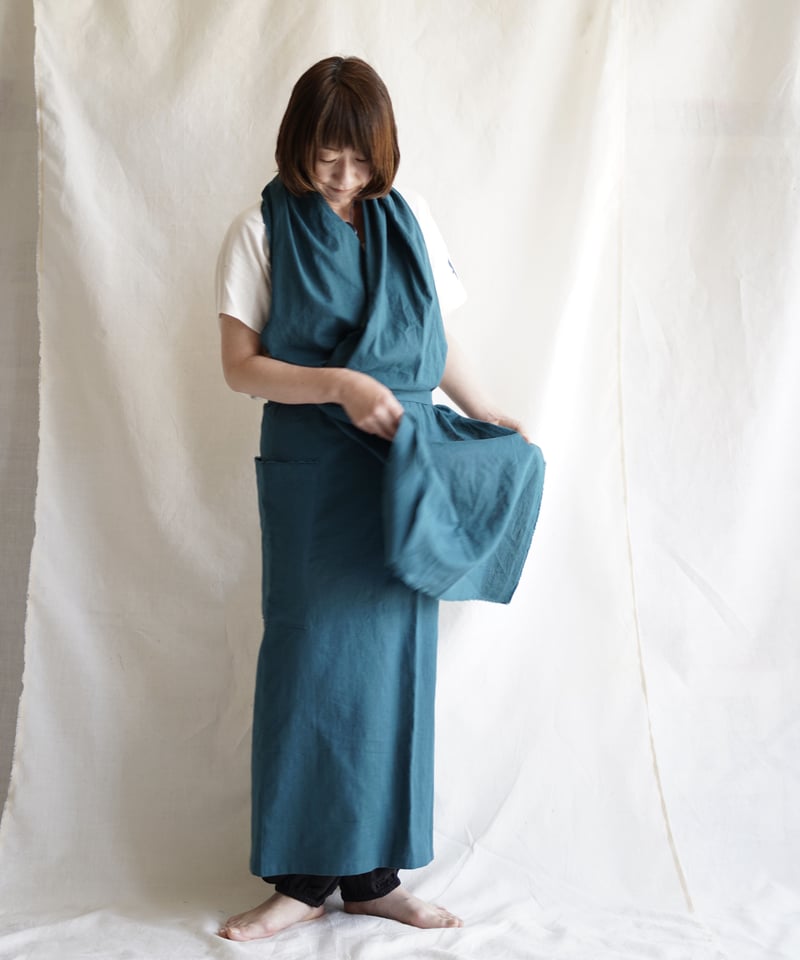 cotton linen KIMONO salon TURQUOISE GREEN | Lit