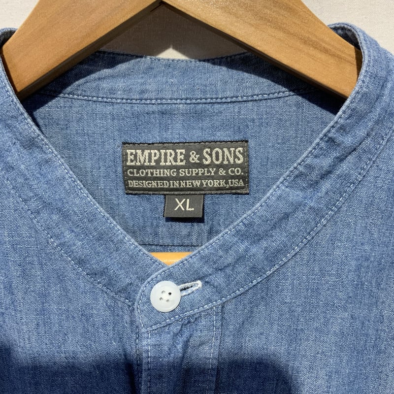 EMPIRE&SONS エンパイアアンドサンズ ノーカラーシャツ シャンブレー 
