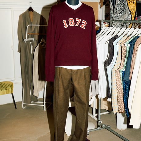 【Dechamps】Signature Cashmere v-neck with patch
