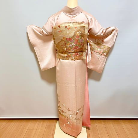 【訪問着】H-29 淡ピンク(枝垂れ橘に波）
