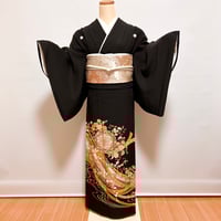 黒留袖 松竹梅 飛翔鶴 花柄模様 金彩 PK-1041 黒留袖 松竹梅 飛翔鶴 花柄模様 金彩 PK-1041 黒留袖 松竹梅 飛翔鶴