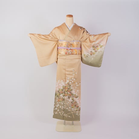 【訪問着】H-9　ベージュ　(彩り菊)