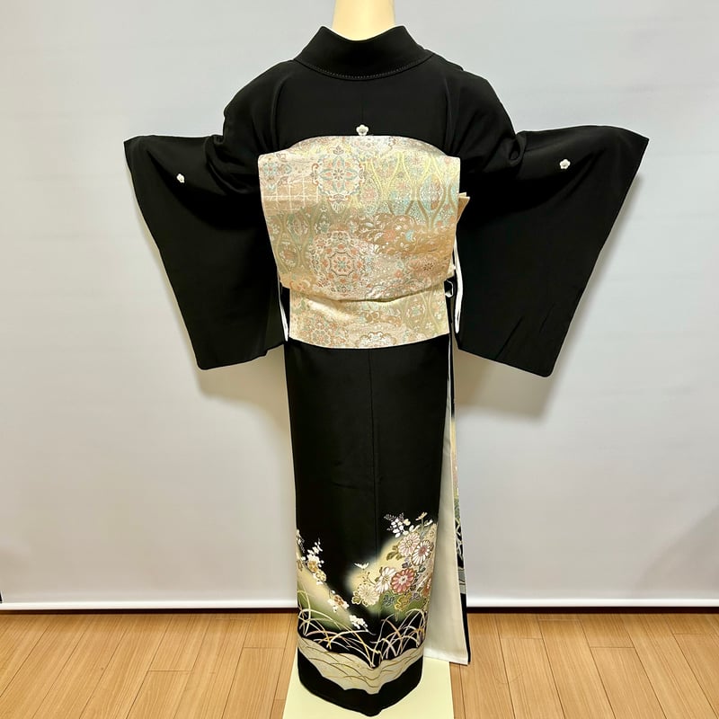 留袖 牡丹菊柄 黒 楽天市場】【レンタル】留袖 レンタル 結婚式 「T426 本加賀友禅 牡丹