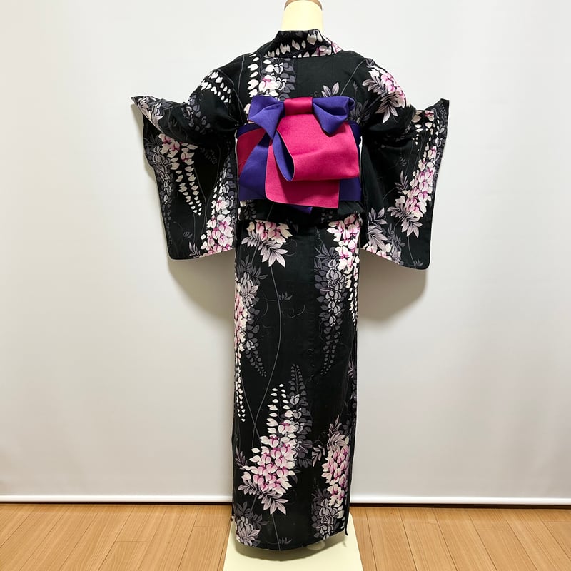 浴衣】Y-19 黒 藤 | 髪結・レンタル着物 ヘアセットCOCO