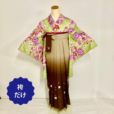 【袴（袴だけ）】K-9　ベージュ～茶グラデーション 桜刺繍