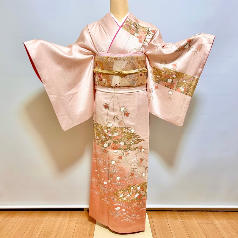 千總 落ち着きのある上品なピンク色の訪問着 着物 帯、五嶋紐 千總 落ち着きのある上品なピンク色の訪問着 着物 帯、五嶋紐