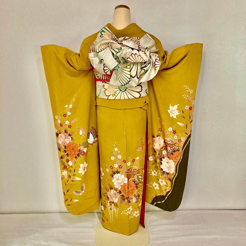 【春】20480o 長襦袢　振袖用　貝桶に古典花文様　着物 吉澤友禅の振袖｜貝桶文様｜大阪・京都のみやたけ工房