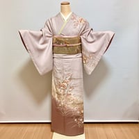 【訪問着】H-21 薄藤色（雪輪に菊と椿）