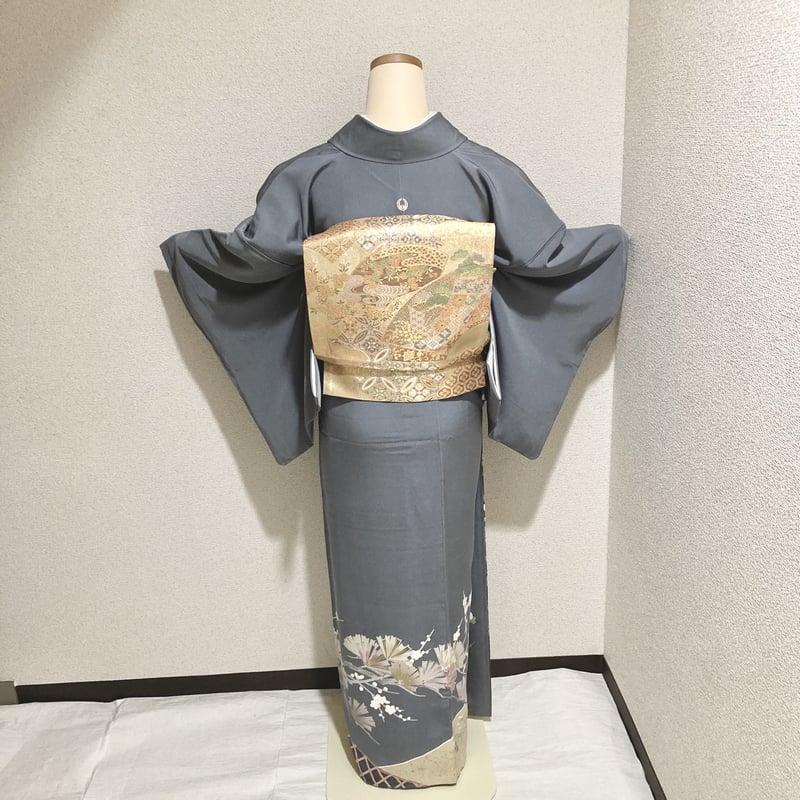 色留袖　銀糸　鹿の子　流水　観世水　グレー　着物　092a d 色留袖 銀糸 鹿の子 流水 観世水 グレー 着物 092a d - メルカリ